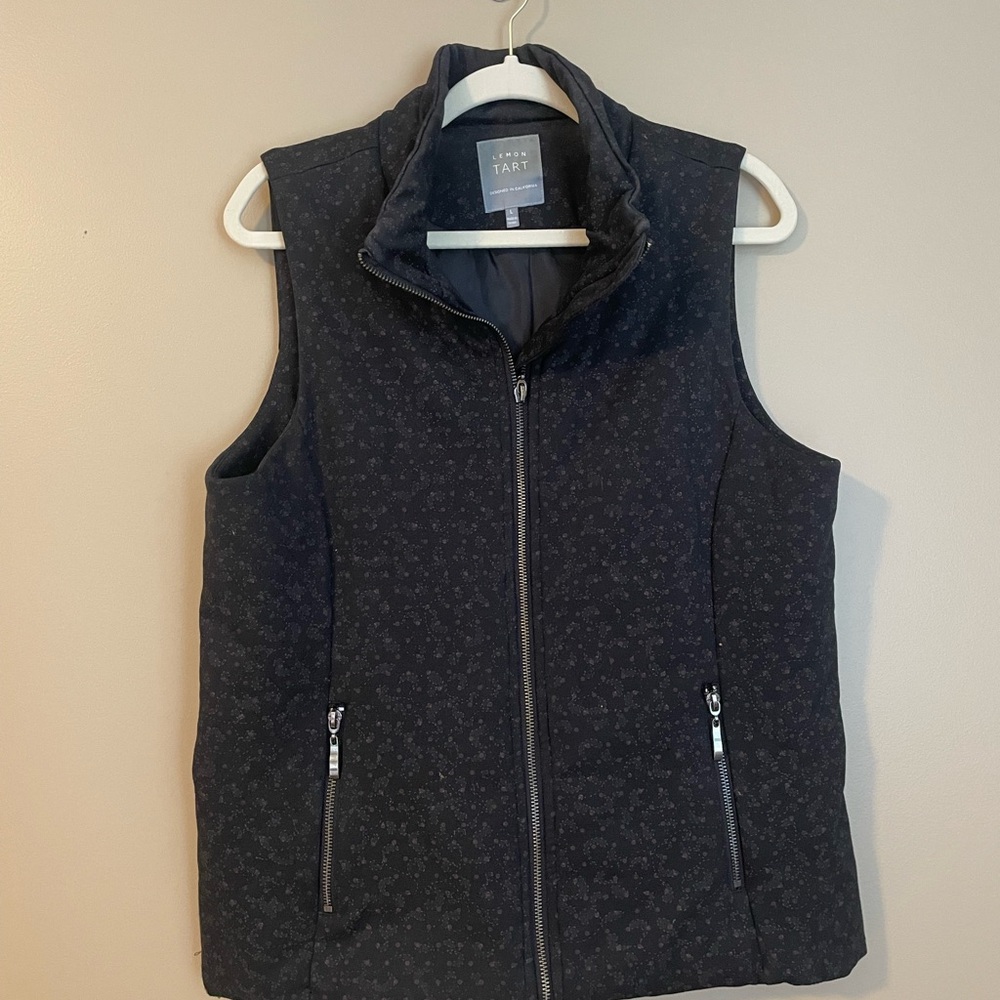 Black Quilted Vest with High Collar